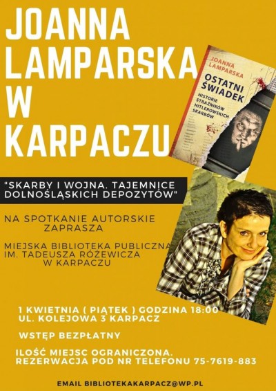 Meeting literacki - Joanna Lamparska Skarby i wojna. Tajemnice dolnośląskich depozytów