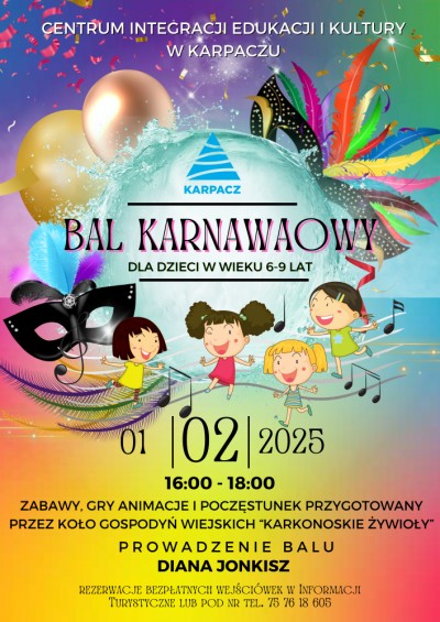 Zapraszamy na Karnawałowy Bal dla Dzieci w Centrum Integracji Edukacji i Kultury w Karpaczu