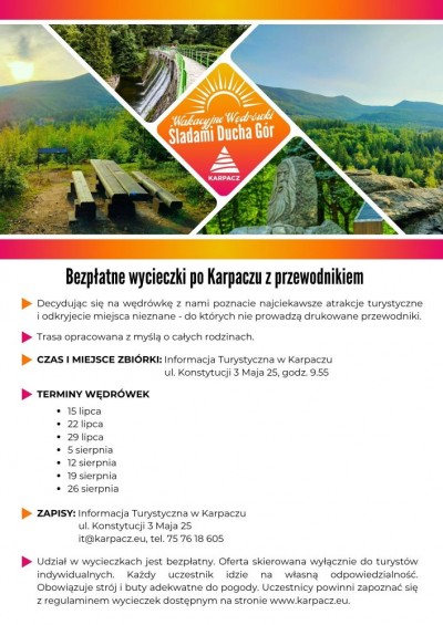 Wakacyjne wędrówki Śladami Ducha Gór. Bezpłatne wycieczki po Karpaczu z przewodnikiem