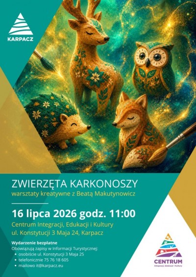 „Zwierzęta Karkonoszy” warsztaty kreatywne z Beatą Makutynowicz