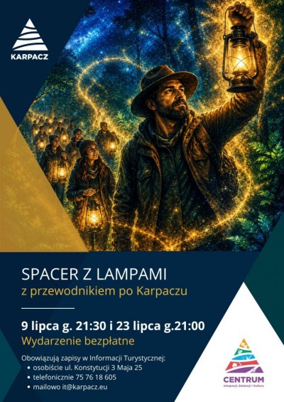 Spacer z lampami z przewodnikiem
