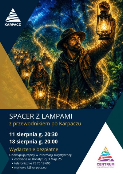 Spacer z lampami z przewodnikiem