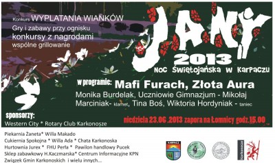 JANY 2013 -  NOC ŚWIĘTOJAŃSKA NAD WODOSPADEM już w najbliższą niedzielę 23 czerwca 2013