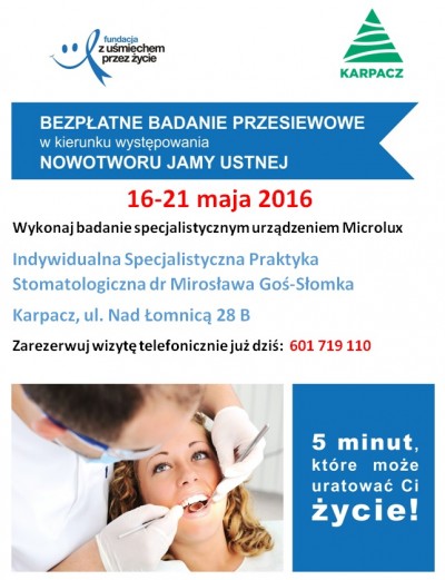 Bezpłatne badania przesiewowe w kierunku raka jamy ustnej