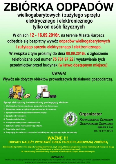 Bezpłatna zbiórka odpadów wielkogabarytowych