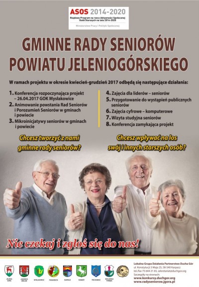 Zapraszamy na Konferencję Inaugurującą Projekt Gminne Rady Seniorów Powiatu Jeleniogórskiego