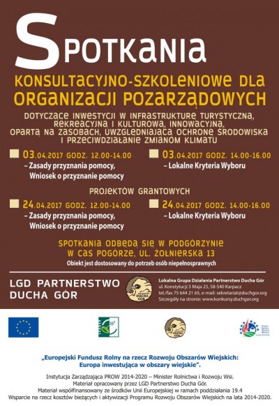 Spotkania konsultacyjno-szkoleniowe dla Organizacji Pozarządowych