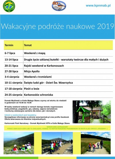 Wakacje 2019 w Karkonoskim Parku Narodowym