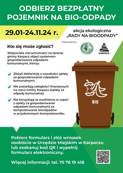 Pojemniki na bioodpady w ramach akcji Związku Gmin Karkonoskich