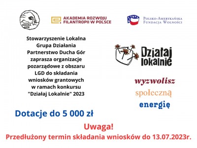Program Działaj Lokalnie - przedłużenie terminu składania wniosków