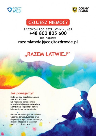 Bezpłatna pomoc psychologiczna - „RAZEM ŁATWIEJ”.