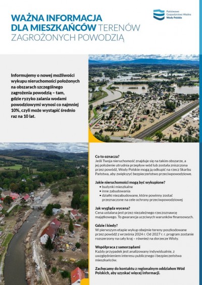 Ważna informacja dla mieszkańców terenów zagrożonych powodzią