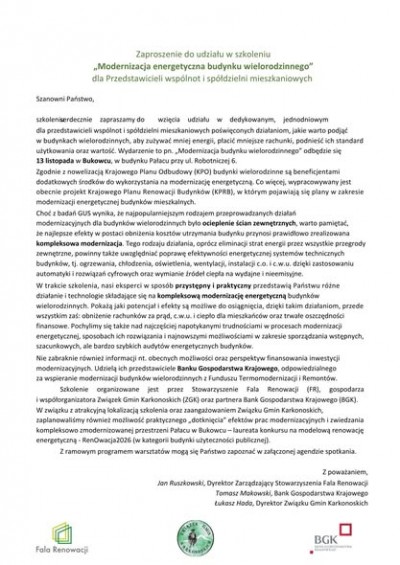 Szkolenie dla wspólnot i spółdzielni mieszkaniowych „Modernizacja budynku wielorodzinnego”