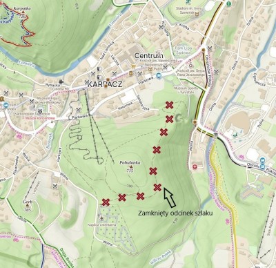 Zamknięty fragment szlaku Ścieżka Zdrowia PZU