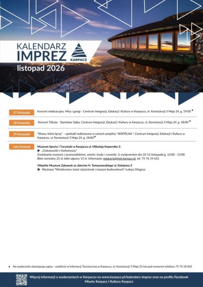 KALENDARZ IMPREZ - LISTOPAD